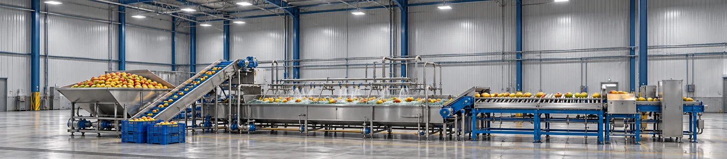 Mango receiving, washing and sorting equipment